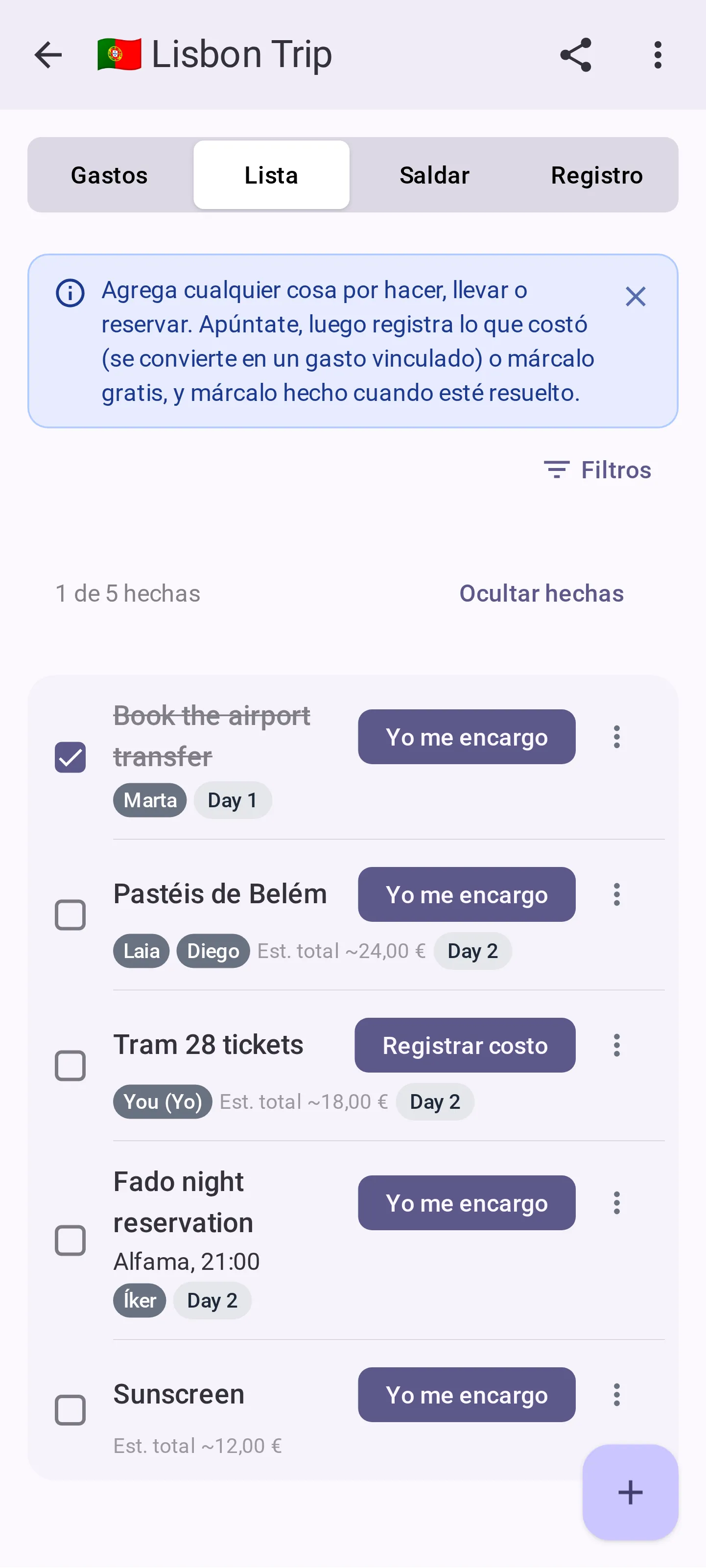 La lista de tareas: el traslado al aeropuerto, Pastéis de Belém, billetes del tranvía y una noche de fado, con quién se apunta y un coste estimado